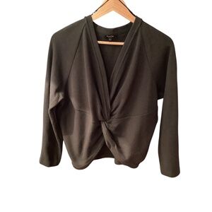 Massimo Dutti Green Twist Front Top, Size Small, Relaxed Fit